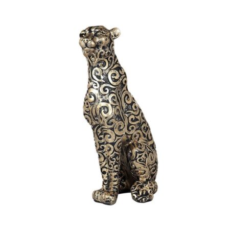 Ornate Bronze Leopard Statue with Floral Patterns - Unique Home Decor and Gift Idea