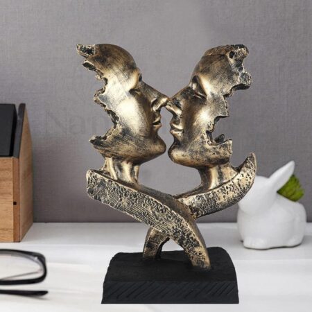 Elegant Kissing Couple Bronze Finish Sculpture - Perfect for Home, Office, or Garden Decoration, Romantic Gift for Loved Ones