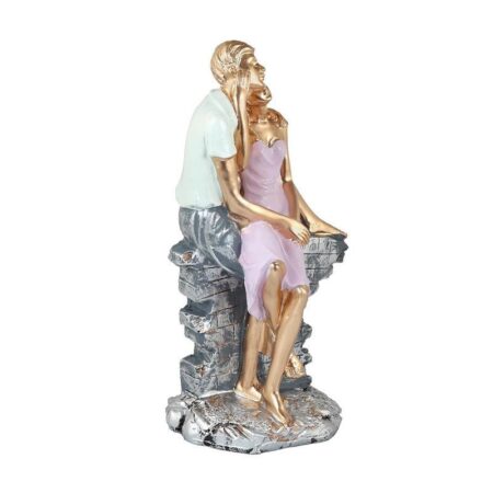 Romantic Couple Sitting on Bench Resin Sculpture HandPainted Love Statue, Anniversary & Valentines Day Gift for Home Decor
