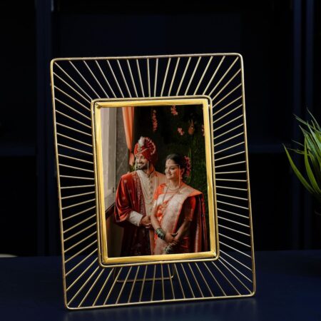 Golden Sunbeam Designer Rectangular Photo Tabletop Frame | Best Gift For Home Decor, Birthday, Anniversary, Valentine'S Day
