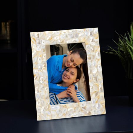 Elegent Wooden Mother Of Pearl Handcrafted Rectangular Picture Frame Tabletop | Best Gift For Home Decor, Birthday, Anniversary, Valentine'S Day