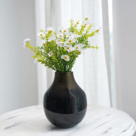 Metal Flower Vase for Home Decor Living Room Kitchen Office Wedding Round Shape Metal Table Decorative Flower Pot Brass Colour Small (Flower not Included)