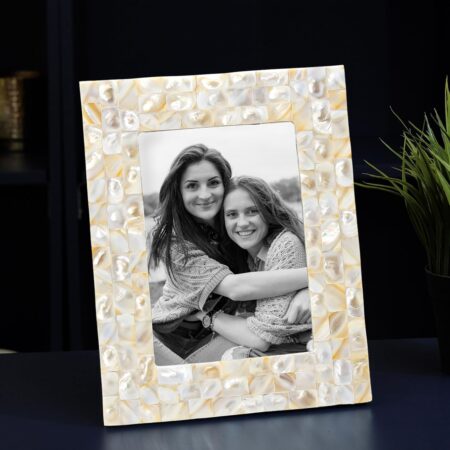 Wood, Acrylic Elegant Mother Of Pearl Handcrafted Picture Rectangular Photo Frame Tabletop| Best Gift For Home Decor, Birthday, Anniversary, Valentine'S Day