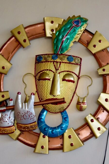 Murli Krishna Metal Wall Art | Handcrafted Wall Hanging for Home & Temple Decoration