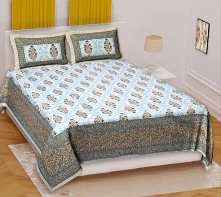 Authentic Jaipuri Cotton Double Bedsheet 100% Pure Cotton, Hand Block Print, Vibrant Rajasthani Design