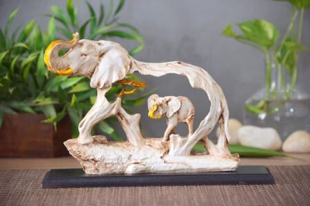 Artistic Resin Elephant Sculpture Elegant Elephant Figurine for Home Office Decor