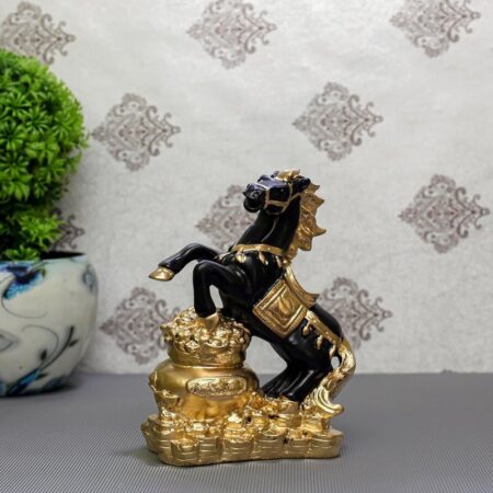 Elegant Black and Gold Horse Statue Luxurious Decor for Home Office