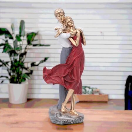 Elegant Dancing Couple Statue, Red Dress and White Shirt, Figurine for Valentine's Day Gift