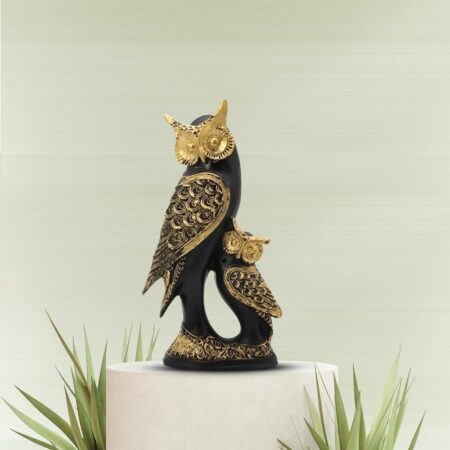 Black Gold Owl Sculpture Elegant Home Office Decor