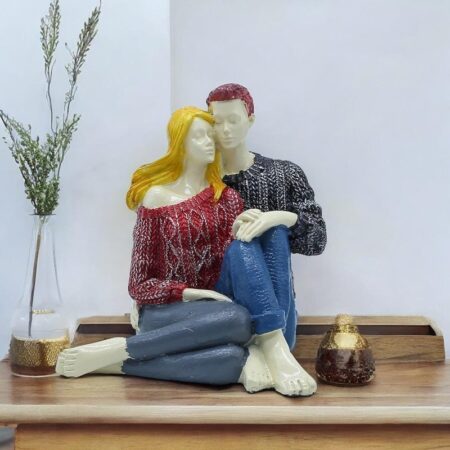 Handmade Resin Couple Sitting Statue Perfect for Home Decor, Table Centerpiece, or Gift