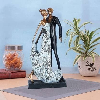Beautiful Couple Dancing Figurine Ceramic Statue with Gold Accents for Valentine's Day Gift