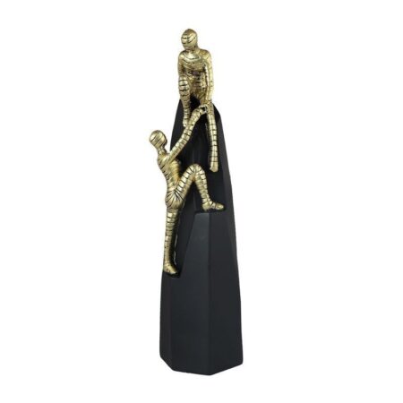 Golden Mummy Statue Egyptian Mummy Figurine Black Base Home Decor