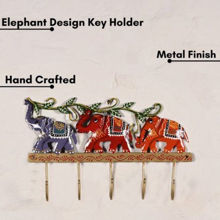 Decorative Metal Elephant Key Holder Handcrafted Wall Mounted Key Organizer Elegant Home Living Room Decor Accent