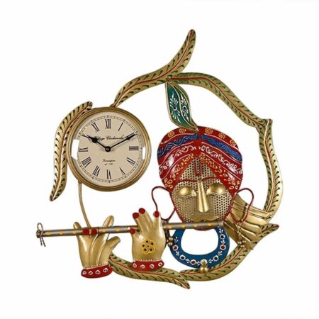 Decorative Metal Krishna Wall Clock for Interior Decor Elegant Handcrafted Timepiece for Home Office Walls