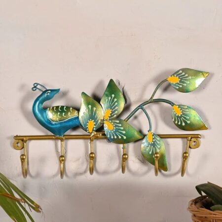 Beautiful Peacock Design Metal Key Holder Decorative Wall Mounted Key Hanger Elegant Handcrafted Home Decor Piece