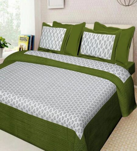 100% Cotton Printed Double Bedsheet with Pillow Covers Soft, Breathable Ethnic Design Bed Linen