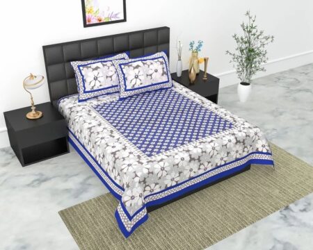 100% Cotton Double Bedsheet Set with Pillow Covers Soft Breathable Printed Bed Linen, Ethnic Design