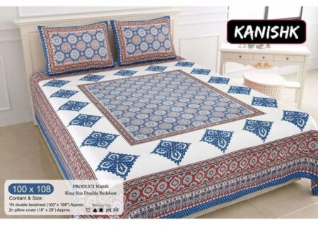 100% Cotton Printed Double Bedsheet Set with Pillow Covers Soft, Breathable Ethnic Design Bed Linen
