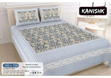 100% Cotton Printed Double Bedsheet Set with Pillow Covers Soft, Breathable Ethnic Design Bed Linen